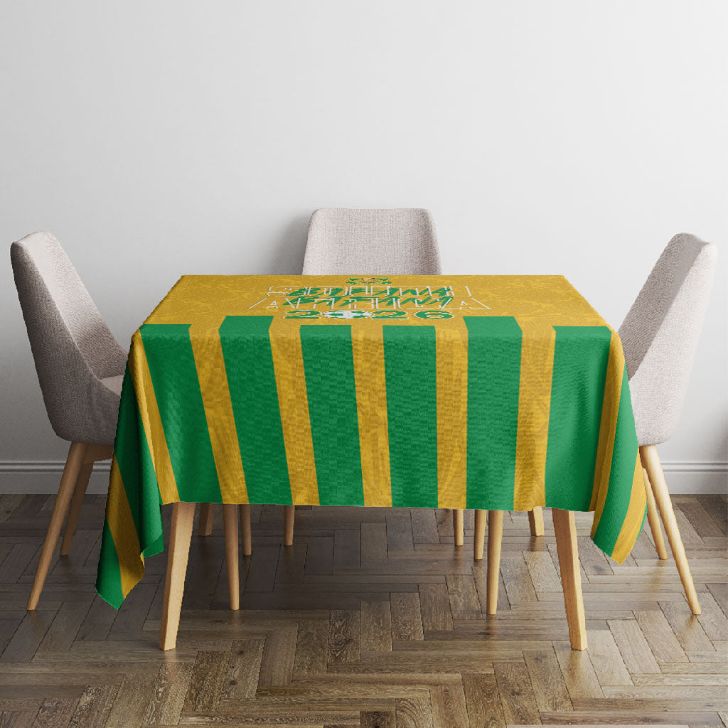 South Africa Soccer 2026 Tablecloth Bafana Bafana Kaofela Protea Yellow