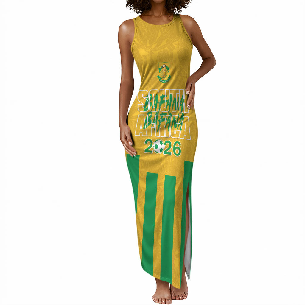 South Africa Soccer 2026 Custom Tank Maxi Dress Bafana Bafana Kaofela Protea Yellow