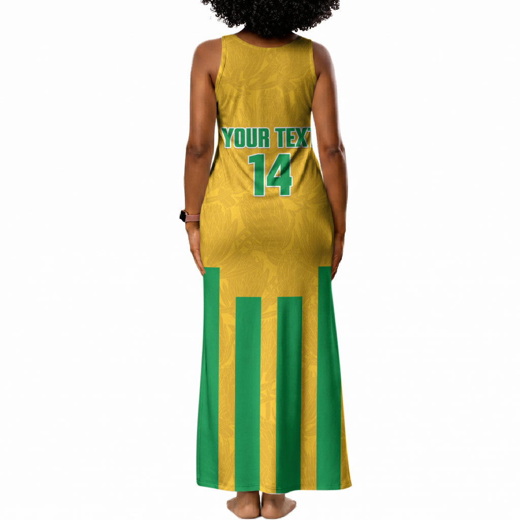 South Africa Soccer 2026 Custom Tank Maxi Dress Bafana Bafana Kaofela Protea Yellow