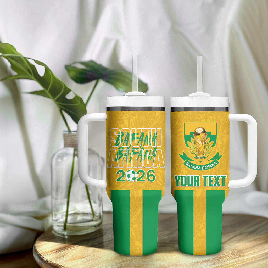 South Africa Soccer 2026 Custom Tumbler With Handle Bafana Bafana Kaofela Protea Yellow