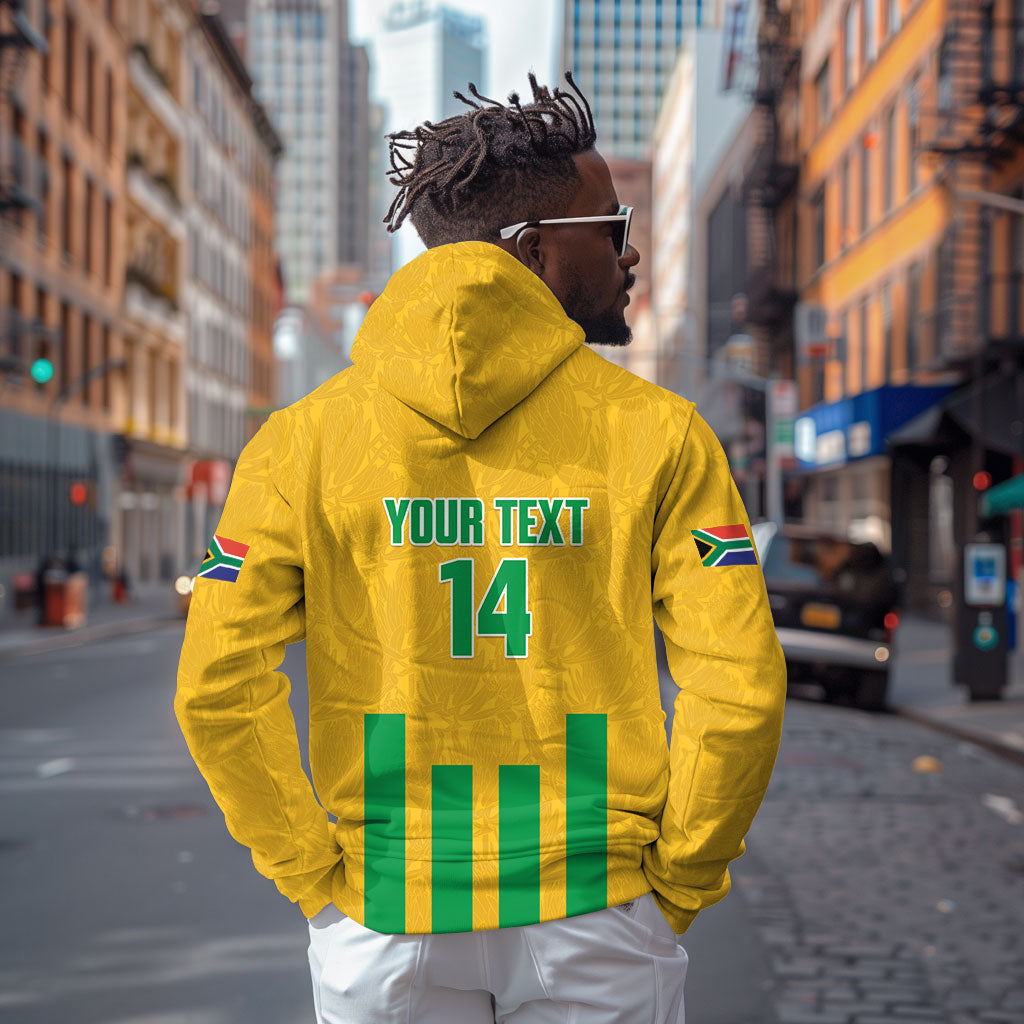 South Africa Soccer 2026 Custom Zip Hoodie Bafana Bafana Kaofela Protea Yellow