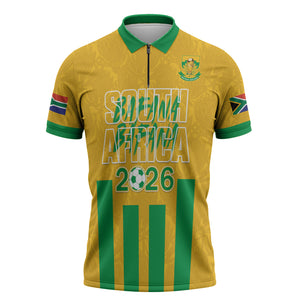 South Africa Soccer 2026 Custom Zipper Polo Shirt Bafana Bafana Kaofela Protea Yellow
