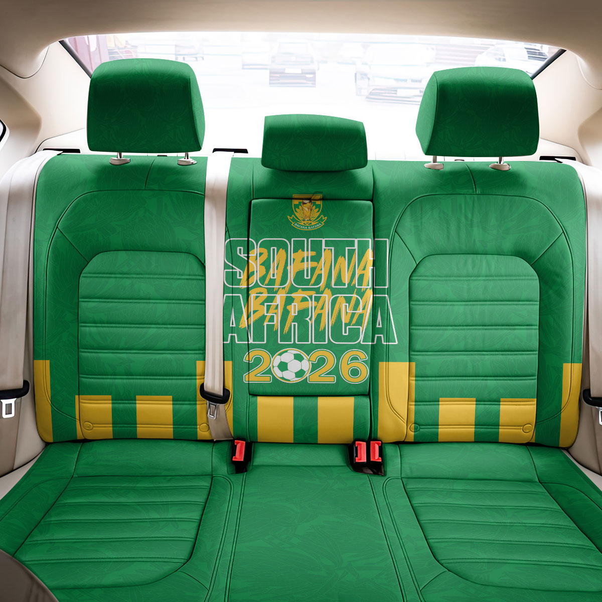 South Africa Soccer 2026 Back Car Seat Cover Bafana Bafana Kaofela Protea Green