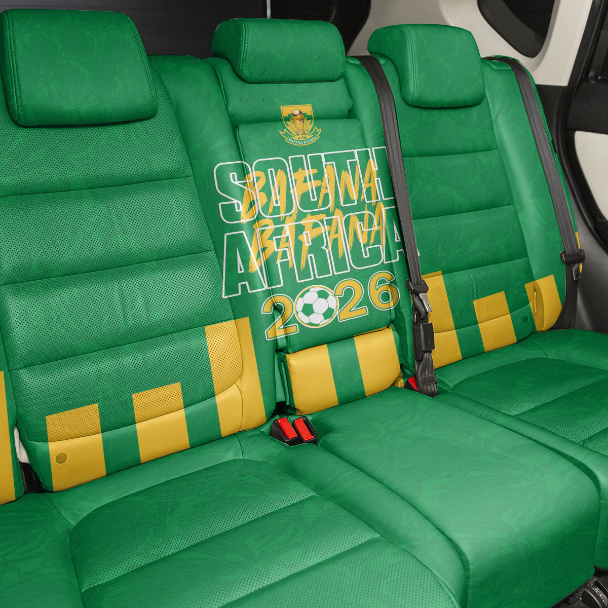 South Africa Soccer 2026 Back Car Seat Cover Bafana Bafana Kaofela Protea Green