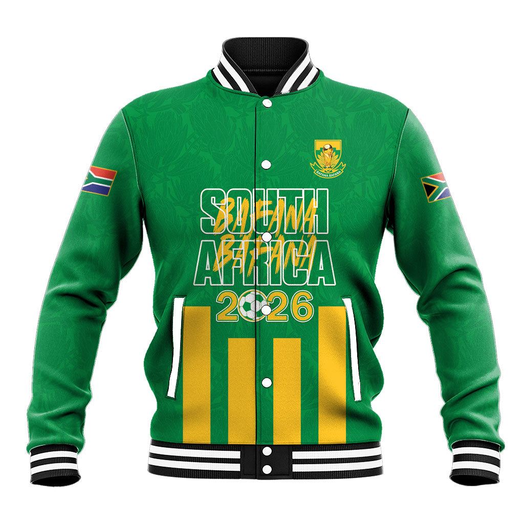 South Africa Soccer 2026 Custom Baseball Jacket Bafana Bafana Kaofela Protea Green
