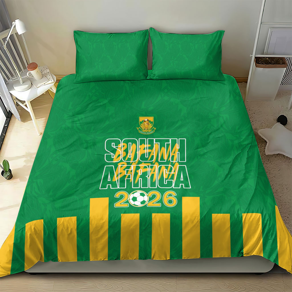 South Africa Soccer 2026 Bedding Set Bafana Bafana Kaofela Protea Green