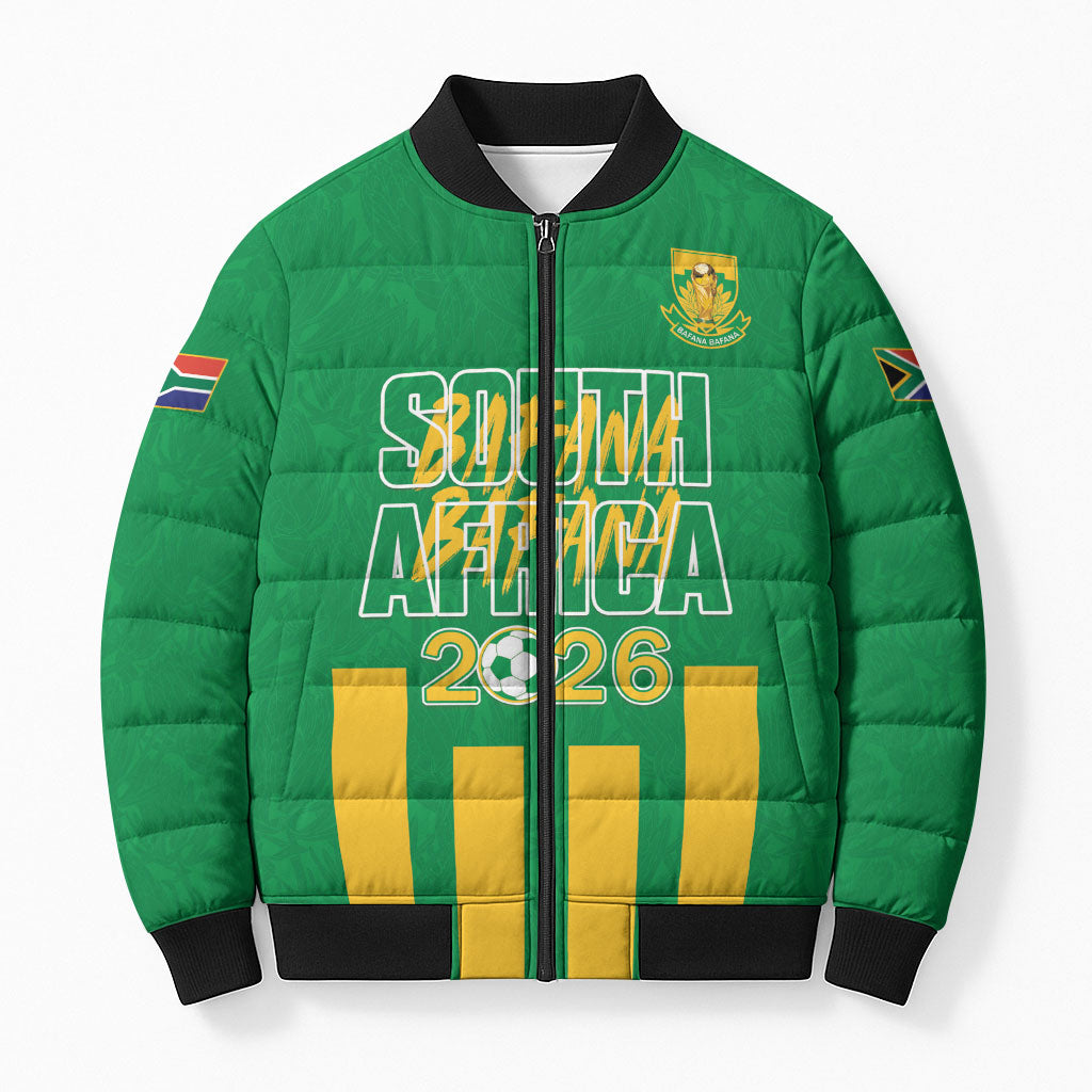 South Africa Soccer 2026 Custom Bomber Puffer Jacket Bafana Bafana Kaofela Protea Green