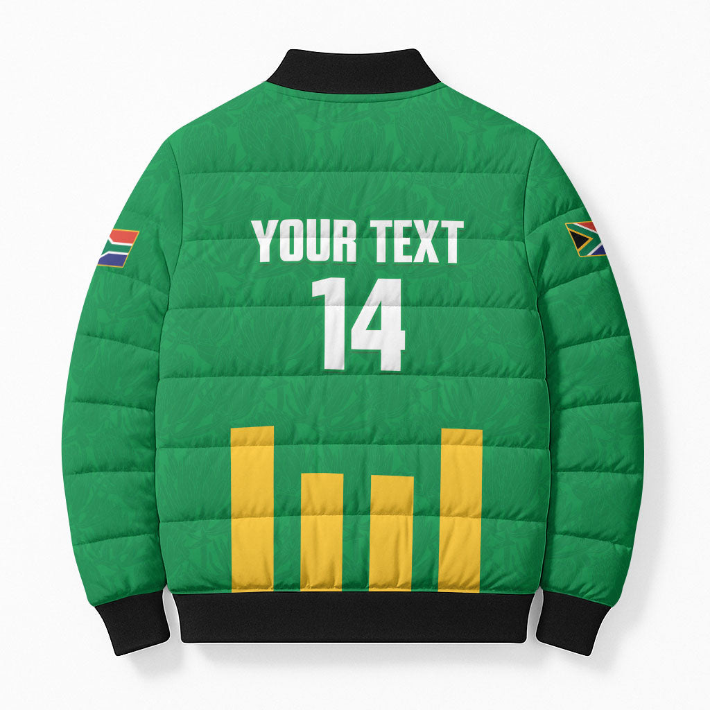 South Africa Soccer 2026 Custom Bomber Puffer Jacket Bafana Bafana Kaofela Protea Green