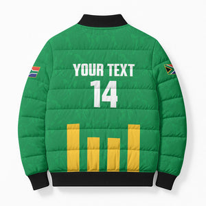 South Africa Soccer 2026 Custom Bomber Puffer Jacket Bafana Bafana Kaofela Protea Green