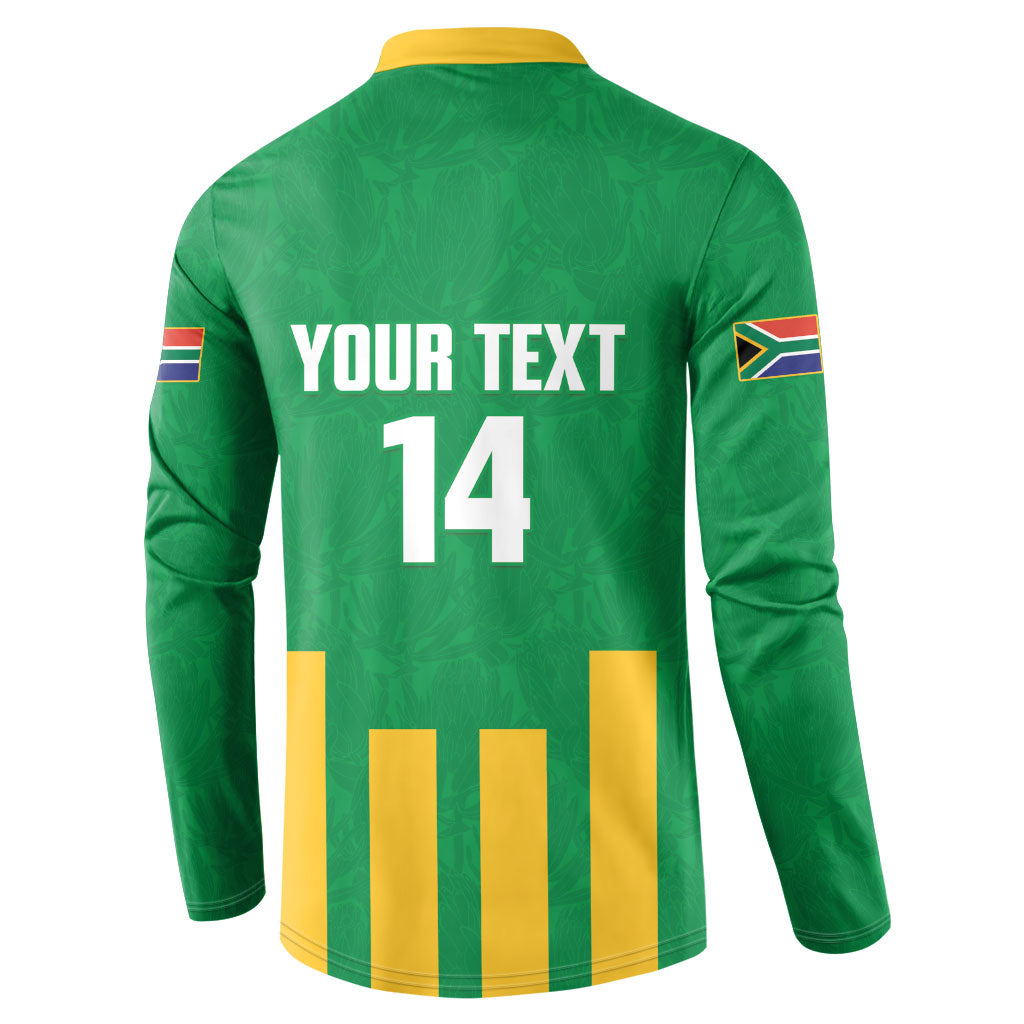 South Africa Soccer 2026 Custom Button Sweatshirt Bafana Bafana Kaofela Protea Green