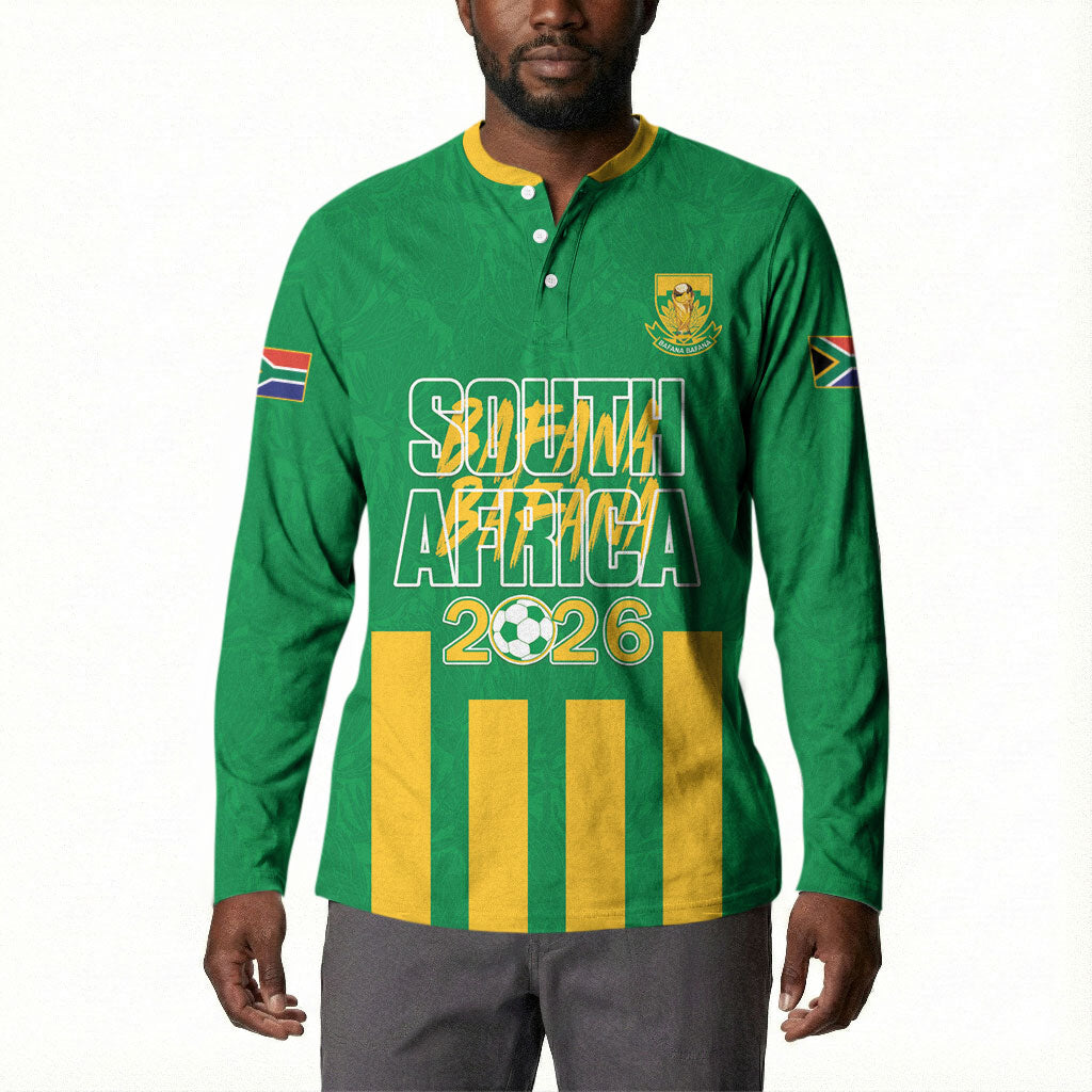 South Africa Soccer 2026 Custom Button Sweatshirt Bafana Bafana Kaofela Protea Green