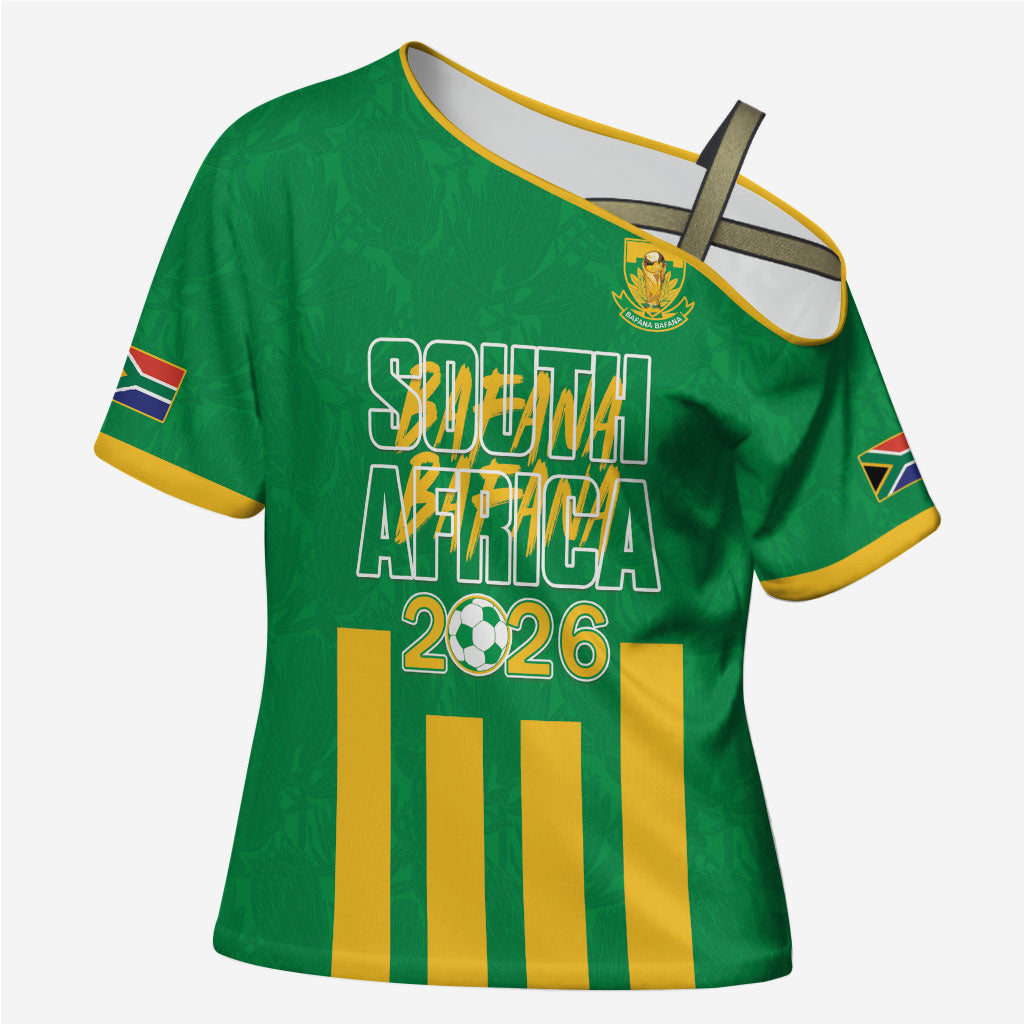 South Africa Soccer 2026 Custom Cross Shoulder Shirt Bafana Bafana Kaofela Protea Green