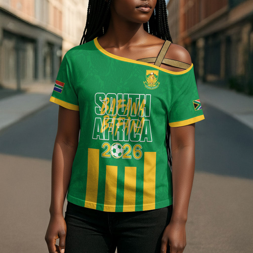 South Africa Soccer 2026 Custom Cross Shoulder Shirt Bafana Bafana Kaofela Protea Green