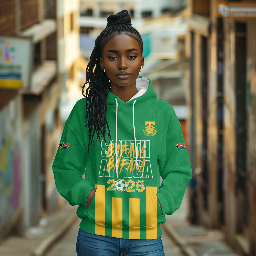 South Africa Soccer 2026 Custom Hoodie Bafana Bafana Kaofela Protea Green