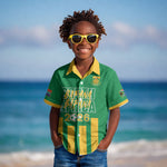 South Africa Soccer 2026 Custom Kid Hawaiian Shirt Bafana Bafana Kaofela Protea Green