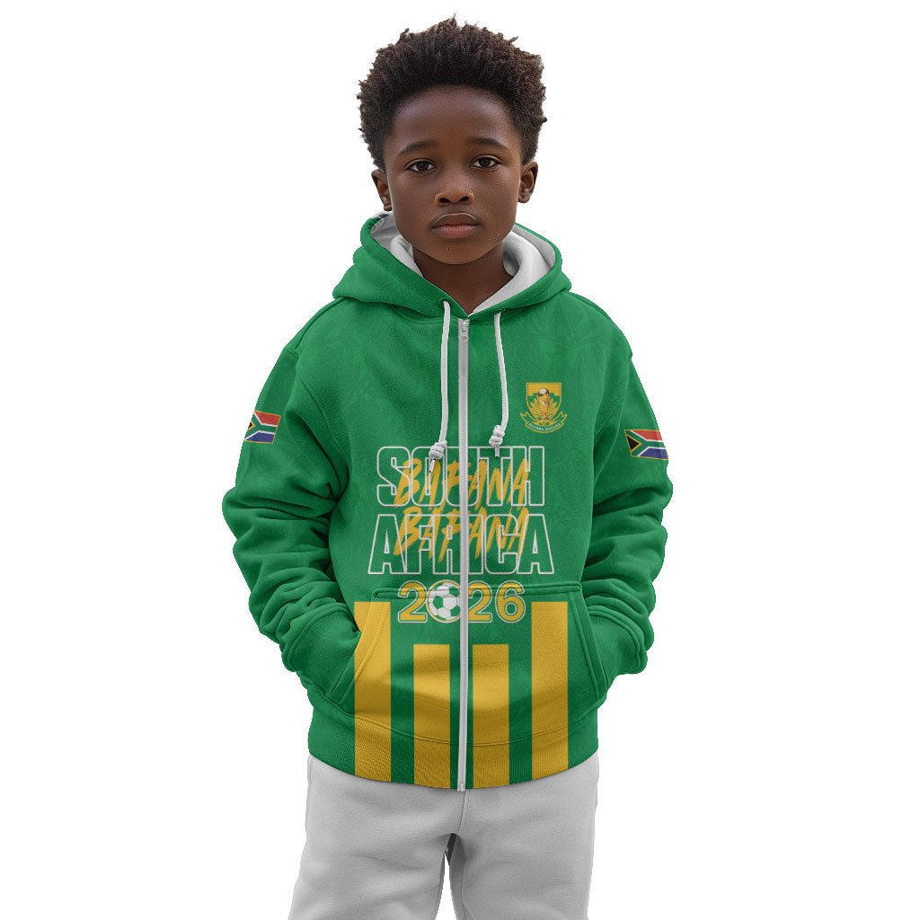 South Africa Soccer 2026 Custom Kid Hoodie Bafana Bafana Kaofela Protea Green