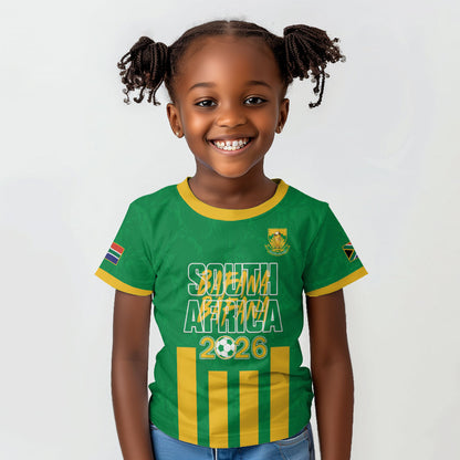 South Africa Soccer 2026 Custom Kid T shirt Bafana Bafana Kaofela Protea Green