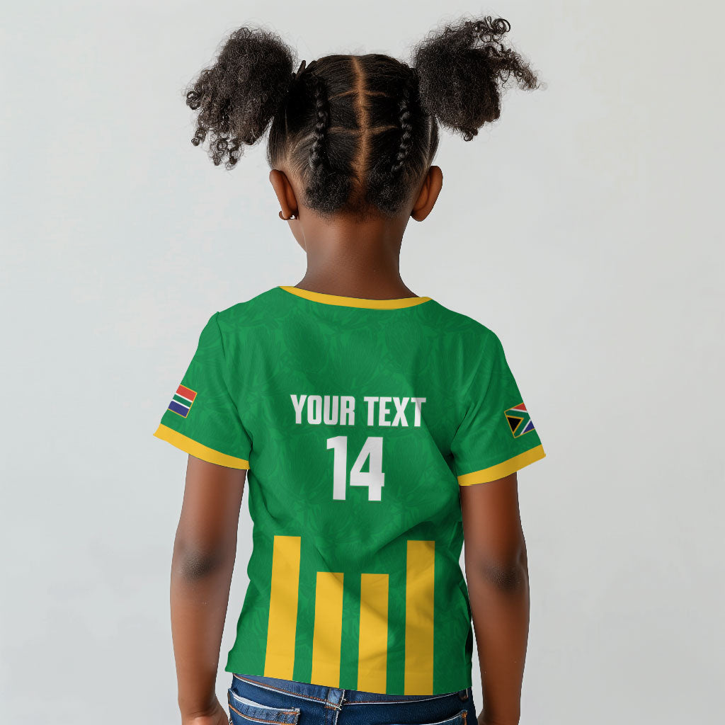 South Africa Soccer 2026 Custom Kid T shirt Bafana Bafana Kaofela Protea Green