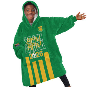 South Africa Soccer 2026 Custom Kid Wearable Blanket Hoodie Bafana Bafana Kaofela Protea Green