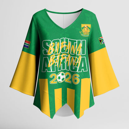 South Africa Soccer 2026 Custom Kimono Sleeve Blouse Bafana Bafana Kaofela Protea Green