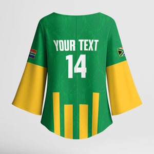 South Africa Soccer 2026 Custom Kimono Sleeve Blouse Bafana Bafana Kaofela Protea Green