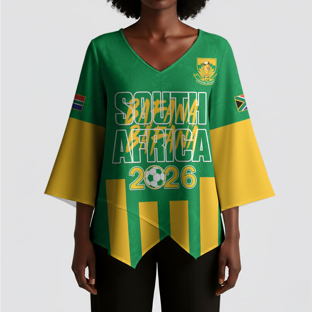 South Africa Soccer 2026 Custom Kimono Sleeve Blouse Bafana Bafana Kaofela Protea Green