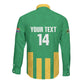South Africa Soccer 2026 Custom Long Sleeve Button Shirt Bafana Bafana Kaofela Protea Green