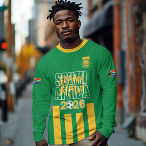 South Africa Soccer 2026 Custom Long Sleeve Shirt Bafana Bafana Kaofela Protea Green