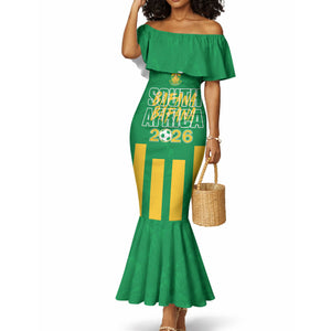 South Africa Soccer 2026 Custom Mermaid Dress Bafana Bafana Kaofela Protea Green