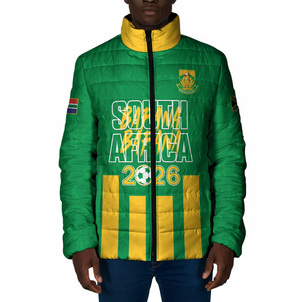 South Africa Soccer 2026 Custom Padded Jacket Bafana Bafana Kaofela Protea Green