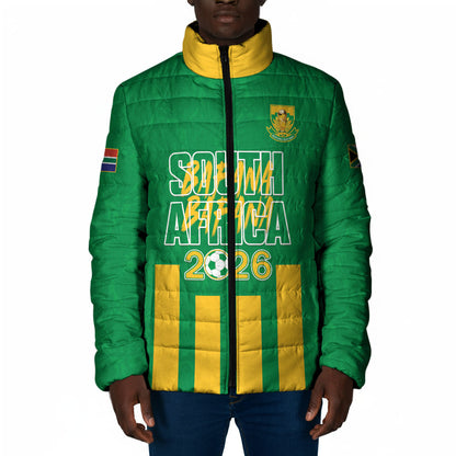 South Africa Soccer 2026 Custom Padded Jacket Bafana Bafana Kaofela Protea Green