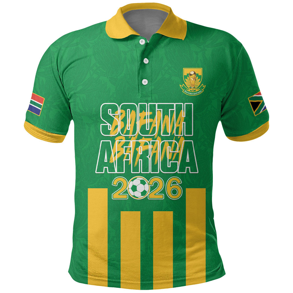 South Africa Soccer 2026 Custom Polo Shirt Bafana Bafana Kaofela Protea Green