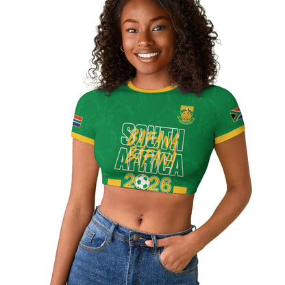 South Africa Soccer 2026 Custom Raglan Cropped T shirt Bafana Bafana Kaofela Protea Green