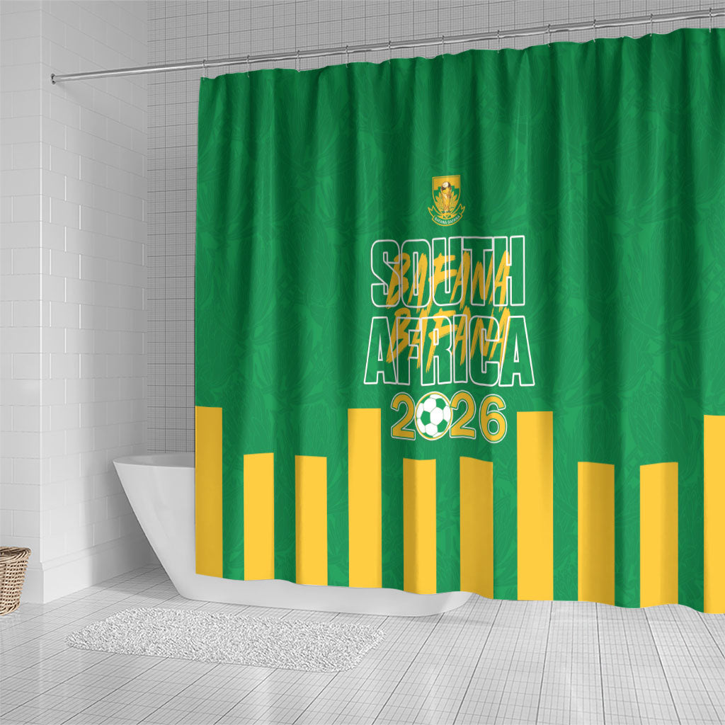 South Africa Soccer 2026 Shower Curtain Bafana Bafana Kaofela Protea Green