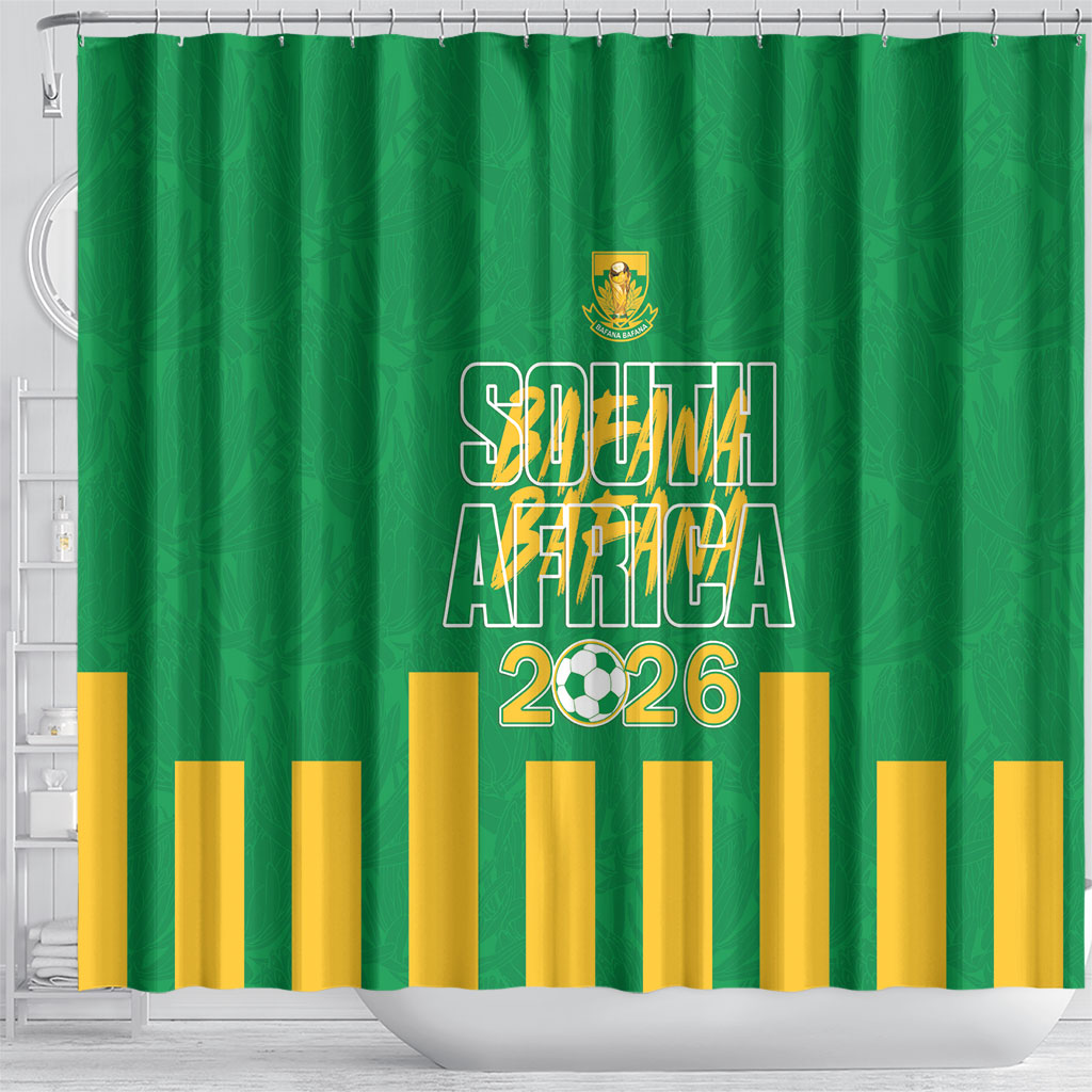 South Africa Soccer 2026 Shower Curtain Bafana Bafana Kaofela Protea Green