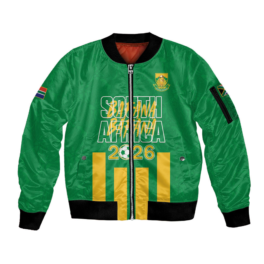 South Africa Soccer 2026 Custom Sleeve Zip Bomber Jacket Bafana Bafana Kaofela Protea Green