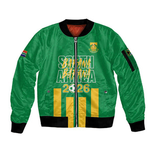 South Africa Soccer 2026 Custom Sleeve Zip Bomber Jacket Bafana Bafana Kaofela Protea Green