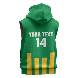 South Africa Soccer 2026 Custom Sleeveless Hoodie Bafana Bafana Kaofela Protea Green