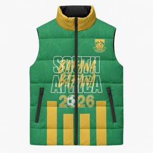 South Africa Soccer 2026 Custom Sleeveless Puffer Jacket Bafana Bafana Kaofela Protea Green
