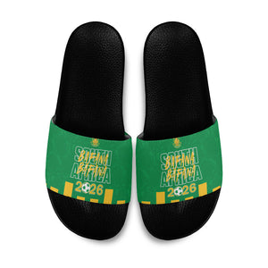 South Africa Soccer 2026 Slide Sandals Bafana Bafana Kaofela Protea Green