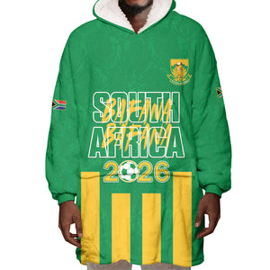 South Africa Soccer 2026 Custom Wearable Blanket Hoodie Bafana Bafana Kaofela Protea Green