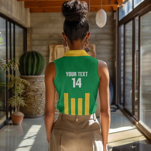 South Africa Soccer 2026 Custom Women Sleeveless Polo Shirt Bafana Bafana Kaofela Protea Green
