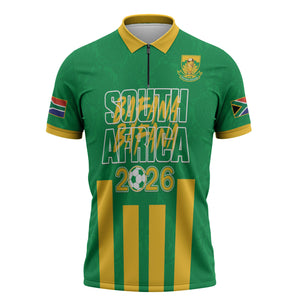 South Africa Soccer 2026 Custom Zipper Polo Shirt Bafana Bafana Kaofela Protea Green