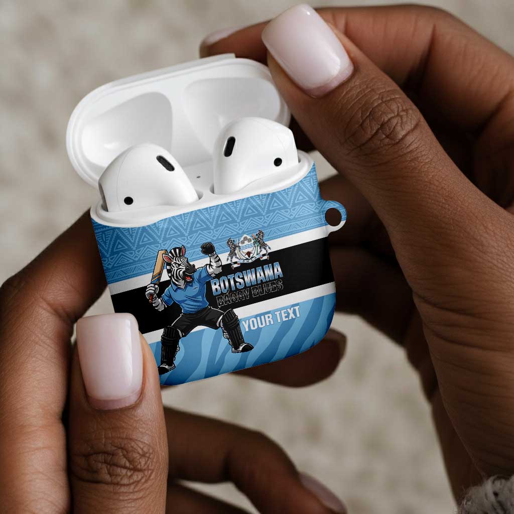 Custom Botswana Cricket AirPods Case Go Baggy Blues Zebra Mascot