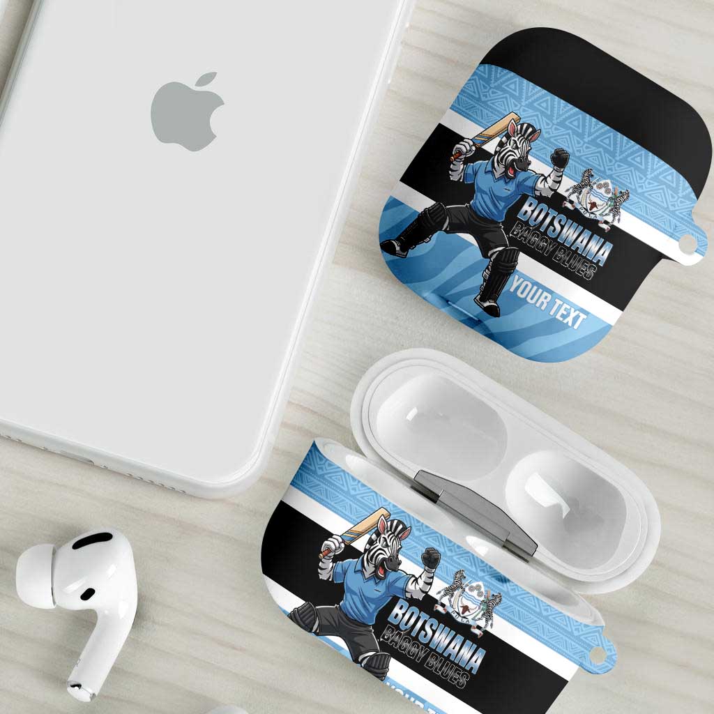 Custom Botswana Cricket AirPods Case Go Baggy Blues Zebra Mascot