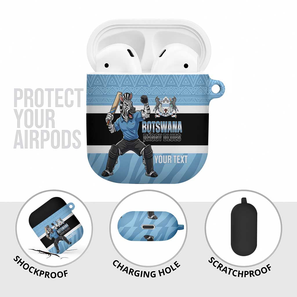 Custom Botswana Cricket AirPods Case Go Baggy Blues Zebra Mascot