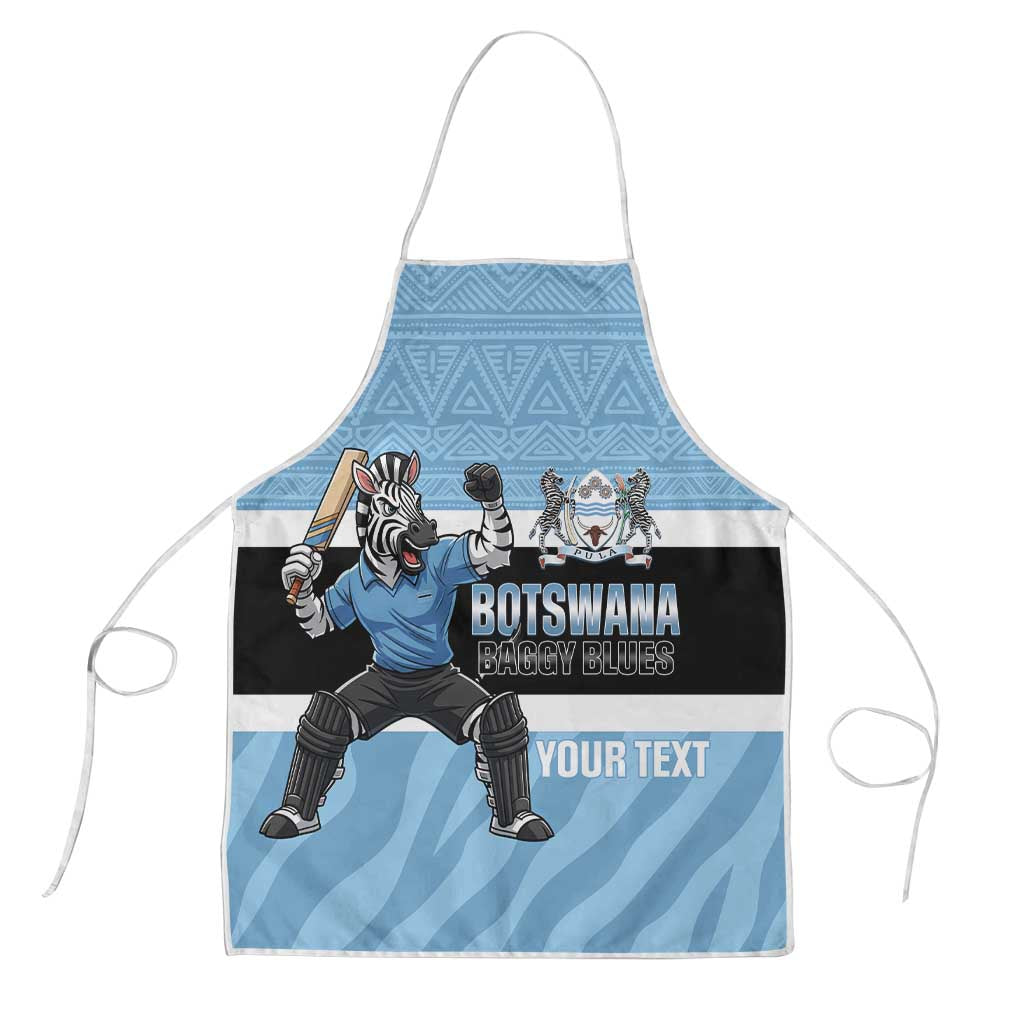 Custom Botswana Cricket Apron Go Baggy Blues Zebra Mascot