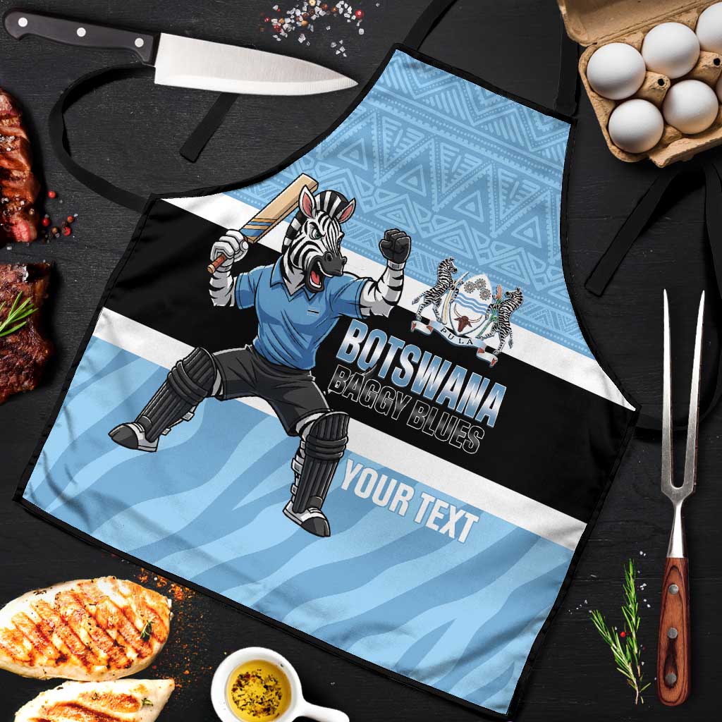 Custom Botswana Cricket Apron Go Baggy Blues Zebra Mascot