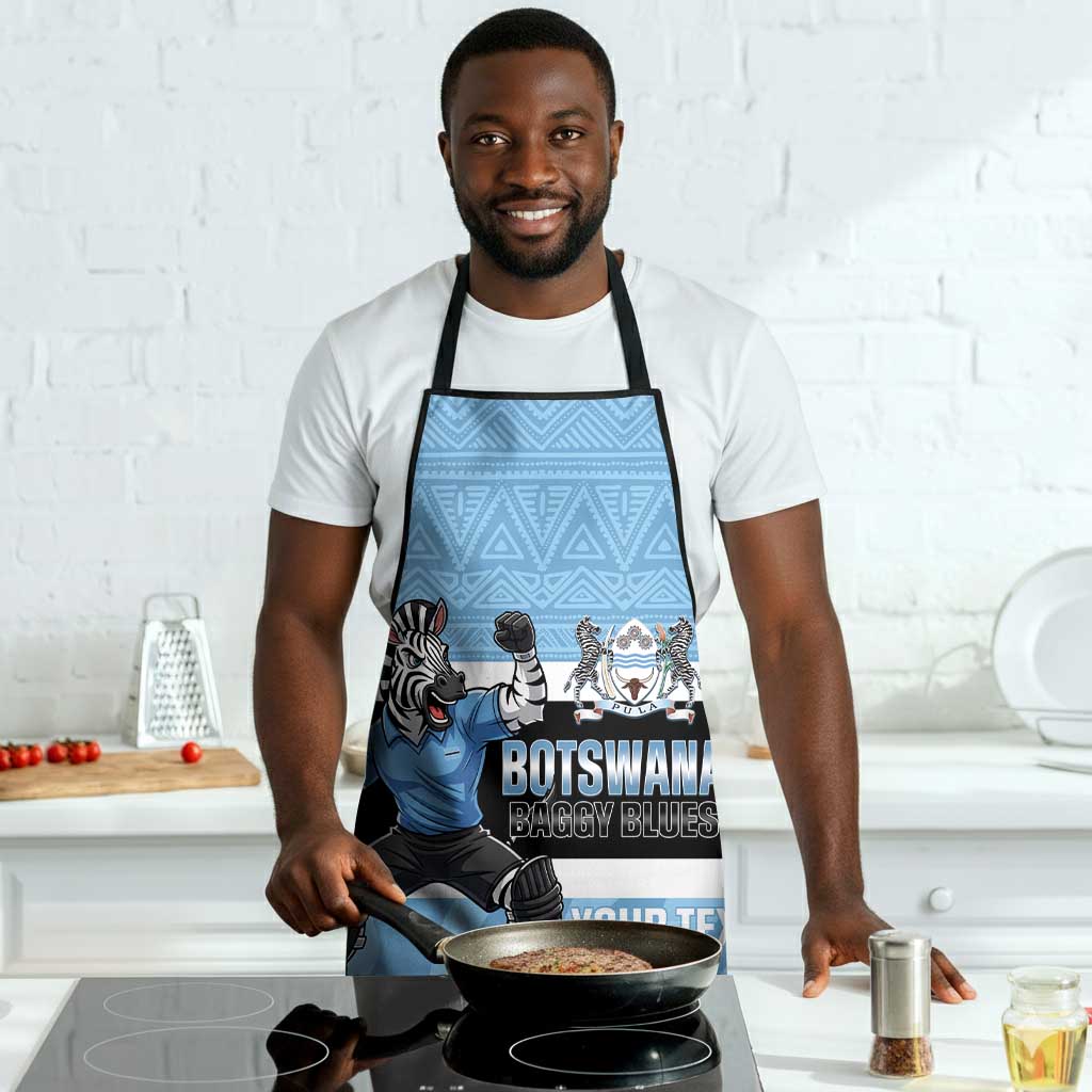 Custom Botswana Cricket Apron Go Baggy Blues Zebra Mascot