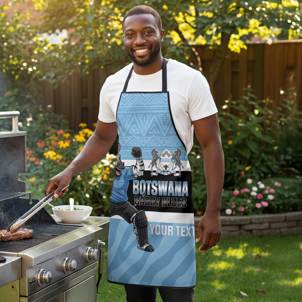 Custom Botswana Cricket Apron Go Baggy Blues Zebra Mascot